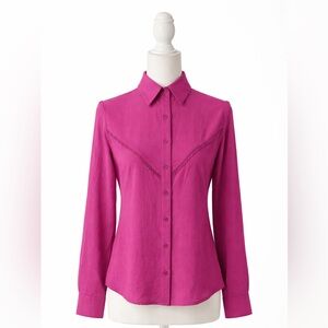 Women's Pink Button-Up Blouse